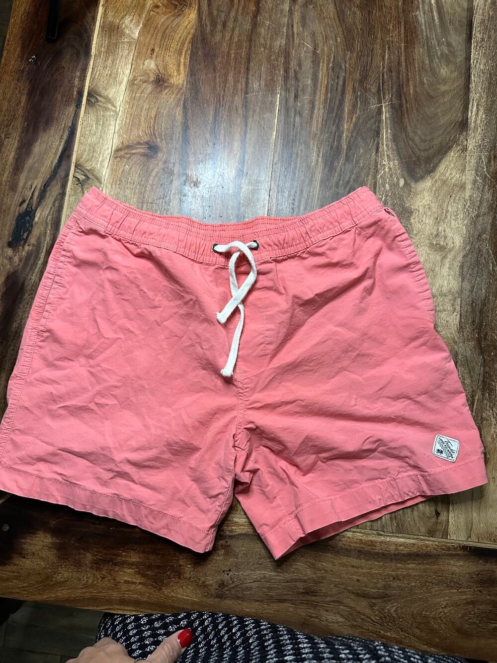 Trunks Swim Shorts Size M Coral Pink Cotton Drawstring Elastic Waistband Summer